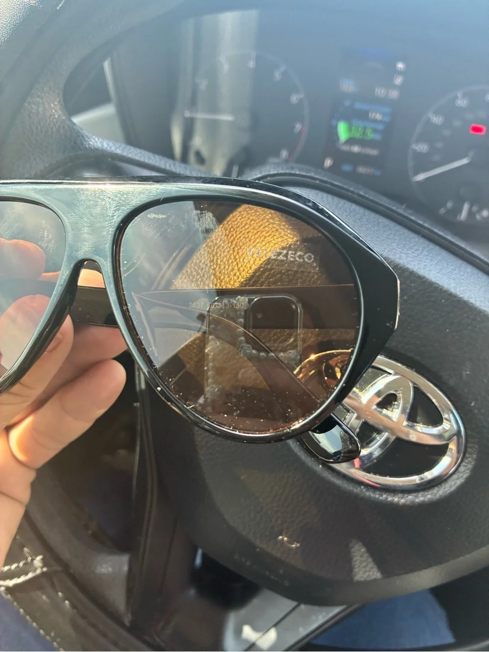 VELEZECO Black Aviator Sunglasses for Men - Dark Brown Lenses